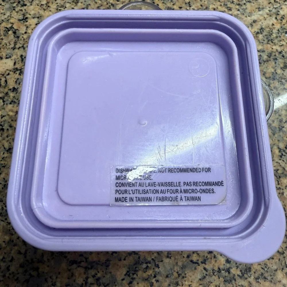 VTG Pottery Barn Kids Purple Snack Container Square Plastic Box w/ Lid Reusable